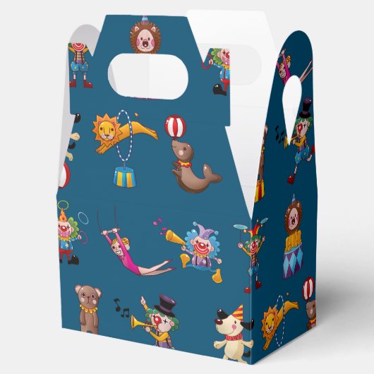 Fun Circus Party handelt Cartoon Pattern Blue Bedankdoosjes (Geopend)