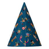 Fun Circus Party handelt Cartoon Pattern Blue Feesthoedjes (Achterkant)