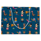 Fun Circus Party handelt Cartoon Pattern Blue Kind Groot Cadeauzakje (Achterkant)