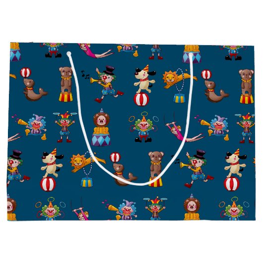 Fun Circus Party handelt Cartoon Pattern Blue Kind Groot Cadeauzakje (Achterkant)