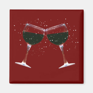 Fun Clinking, Toasting Wine Glasses Magnet Magneet