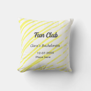 Fun Club vrijgezellenfeest gele lijnen achtergrond Kussen