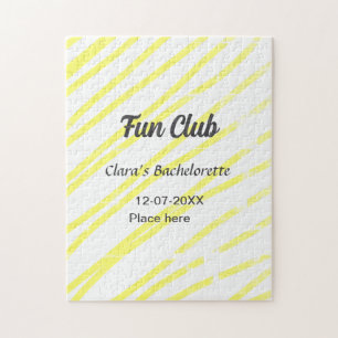 Fun Club vrijgezellenfeest gele lijnen achtergrond Legpuzzel