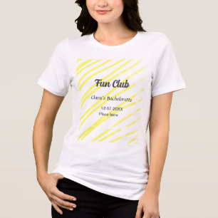 Fun Club vrijgezellenfeest gele lijnen achtergrond Tri-Blend Shirt