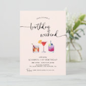 Fun Cocktails Birthday Weekend Kaart (Staand voorkant)