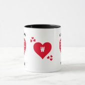 Fun COFFEE IS MIJN VALENTIJN Red Hearts Mok (Midden)