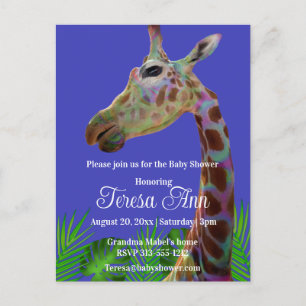 Fun coloré amusant Giraffe baby shower Invitation