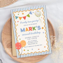 Fun Colorful 2nd Birthday Invitation
