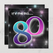 Fun & Colorful 80th Birthday Party Invitation Kaart (Voorkant / Achterkant)