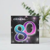 Fun & Colorful 80th Birthday Party Invitation Kaart (Staand voorkant)