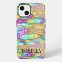 Fun Colorful Abstract Artsy Faux Gold Glitter