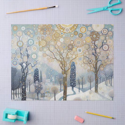 Fun Colorful Abstract Winter Wonderland Art Tissuepapier (Craft)
