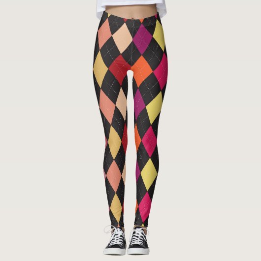 Fun Colorful Argyle Pattern-Leggings Leggings (Voorkant)