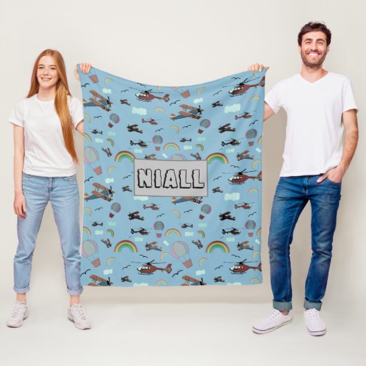 Fun Colorful Aviation Fleece Deken (In situ)