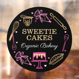 Fun Colorful Baking & Cooking Utensile Black & Gol Raamsticker