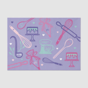 Fun Colorful Baking & Cooking Utile Pattern Tissuepapier