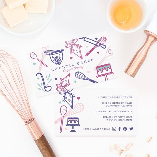 Fun Colorful Baking & Cooking Utile White Visitekaartje