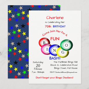 Fun Colorful Bingo Bash Theme Party nodigt uit Kaart