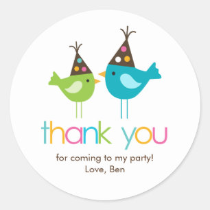 Fun Colorful Birds Birthday Party Ronde Sticker