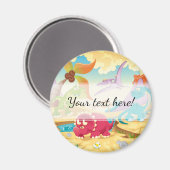 Fun Colorful Cartoon Dinosaurs Magneet (Voorkant / Achterkant)