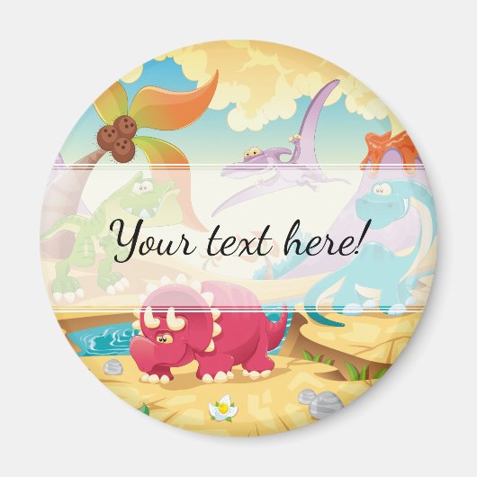 Fun Colorful Cartoon Dinosaurs Magneet (Voorkant)