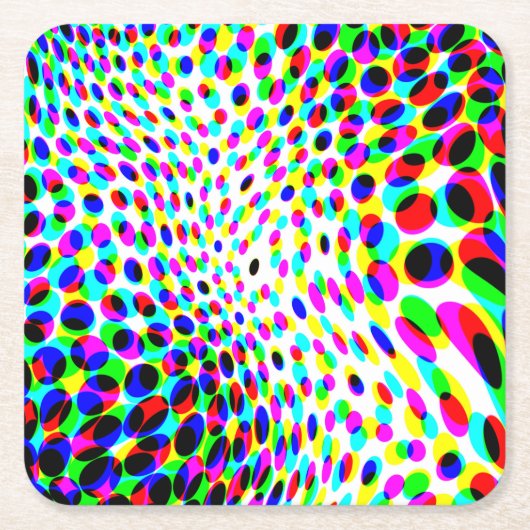 Fun Colorful Circles Vierkante Kartonnen Onderzetter (Voorkant)