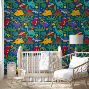 Fun Colorful Dinosaur Pattern Behang
