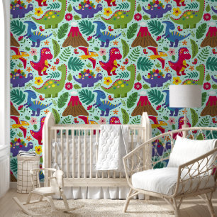 Fun Colorful Dinosaur Pattern Behang