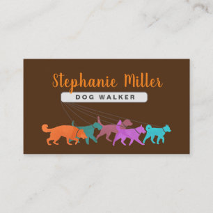 Fun Colorful Dogs - Dog Walker Visitekaartje