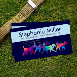 Fun Colorful Dogs - Dog Walker Visitekaartje