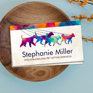 Fun Colorful Dogs - Dog Walker Visitekaartje