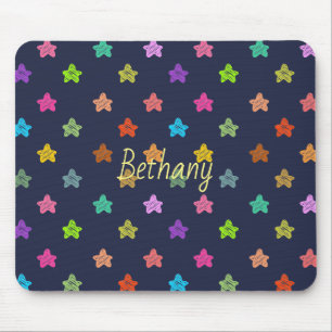 Fun Colorful Doodle Stars on Blue Personated Muismat