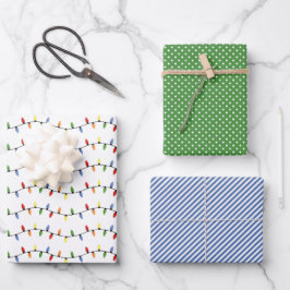 Fun Colorful Festive Party String Lights Patroon Inpakpapier Vel