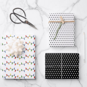 Fun Colorful Festive Party String Lights Patroon Inpakpapier Vel