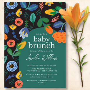 Fun Colorful Floral Baby Brunch Uitnodiging
