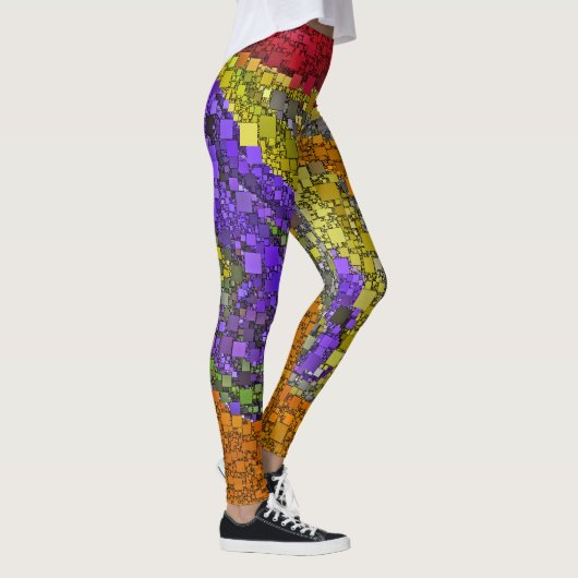 Fun Colorful Geometric Abstracte Blokken Leggings (Rechts)