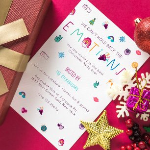 Fun Colorful Kerstfeest Emoji Party Feestdagenkaart