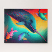 Fun Colorful Narwhal Fantasy Zee Creaters Rainbow Legpuzzel (Horizontaal)