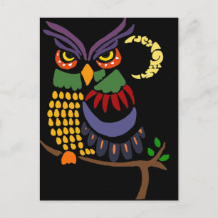 Fun Colorful Owl Abstracte kunst Briefkaart