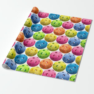 Fun Colorful Pickleballen Cadeaupapier