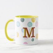 Fun Colorful Polka Dots 3D Monogram Mok (Links)