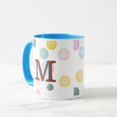 Fun Colorful Polka Dots 3D Monogram Mok (Voorkant links)