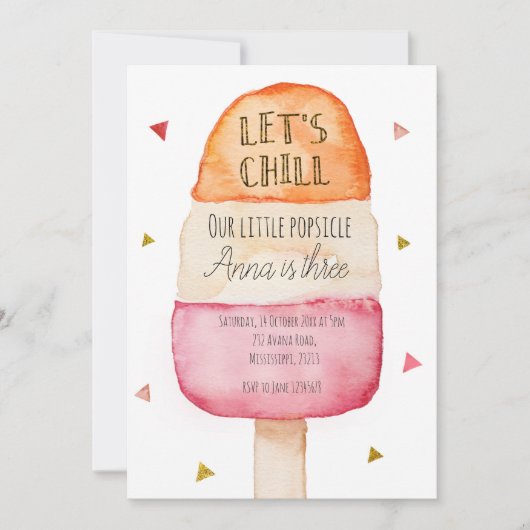 Fun Colorful Popsicle Birthday Invitation (Devant)