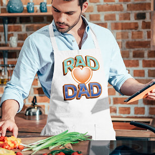 Fun Colorful Rad Dad Quote en Red Heart Schort
