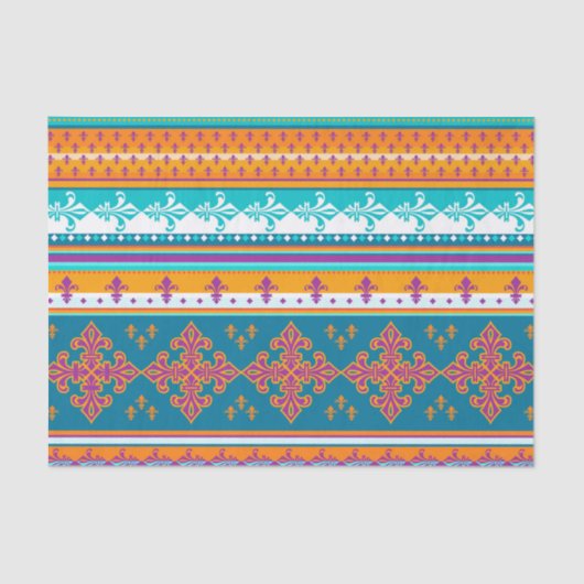 Fun Colorful Retro Boho Abstract Patroon Tissuepapier (Voorkant)