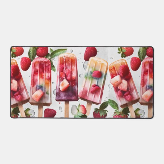 Fun Colorful Summer Popsicle & Strawberries (Recto)