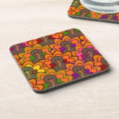 Fun Colorful Thanksgiving Turkeys Bier Onderzetter (Linkerzijde)
