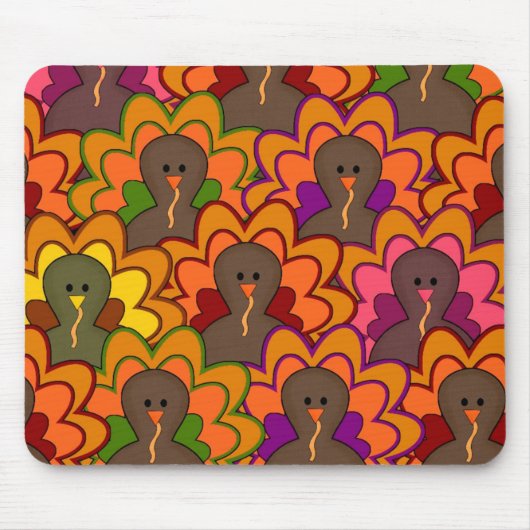 Fun Colorful Thanksgiving Turkeys Muismat (Voorkant)