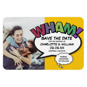 Fun Colorful WHAM Photo Save the Date Magneet