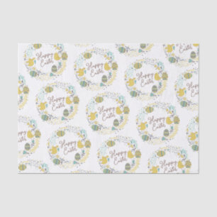 Fun Colorful Wreath Joyful Chicks Eggs Greeting Tissuepapier